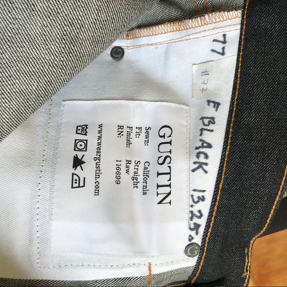 Gustin #77 cone black Straight raw Selvedge Jeans - Picture 5 of 5